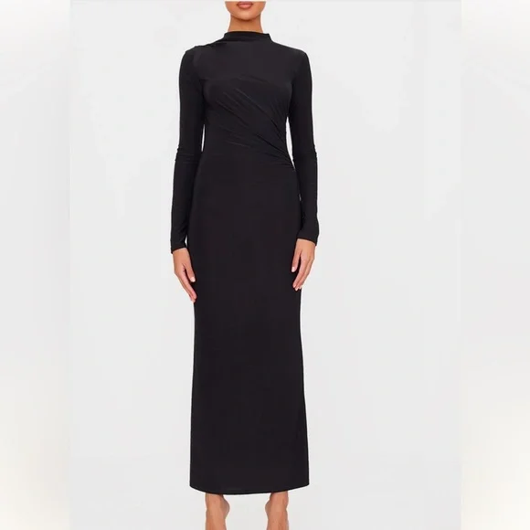 knee length dresses for ladies Black Full Potential Sexy Slinky Dress – Aquarius Brand